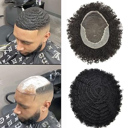 CV Afro Q6 Hair Patch for men | Afro Curly Hair System | 100% Human Hairs