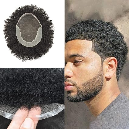 CV Afro Q6 Hair Patch for men | Afro Curly Hair System | 100% Human Hairs