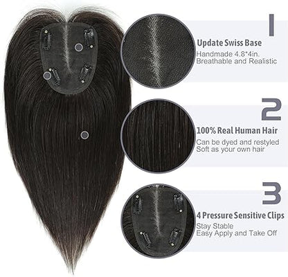 Light Weight 100% Natural Human Hair Toppers for Thinning Women Hair | Handmade & Cover Hair Loss