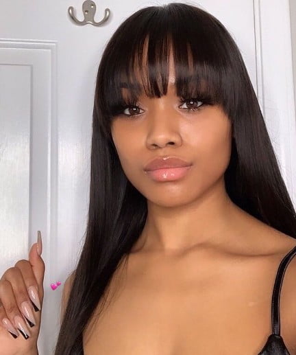 Wigs With Bangs | Wefted Wig | 100% Natural Human Hair Wig For Women