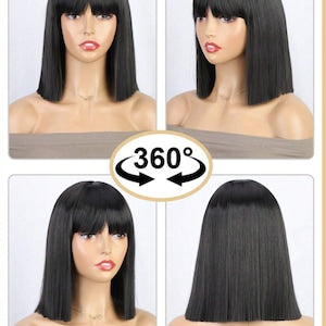 Elegant Bob Wig 22inc length | Short Straight Wig | 100% Human Hair