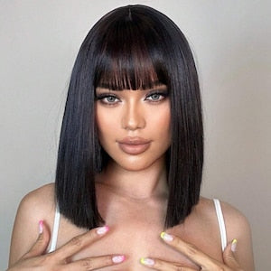 Elegant Bob Wig 22inc length | Short Straight Wig | 100% Human Hair