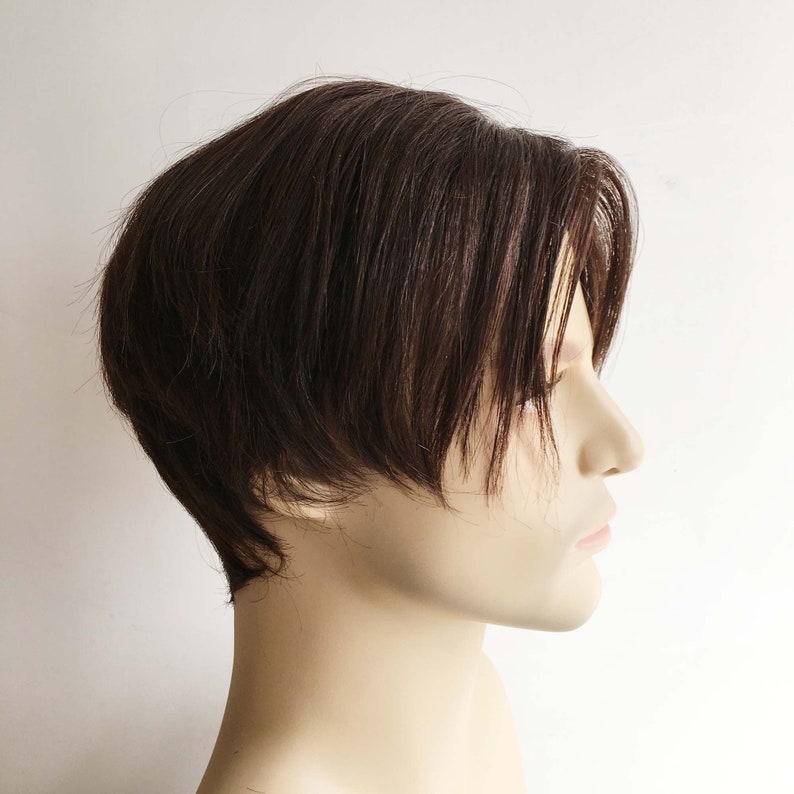 Dark Brown Short Straight Wig | 100% Made From Human Hair | For Men