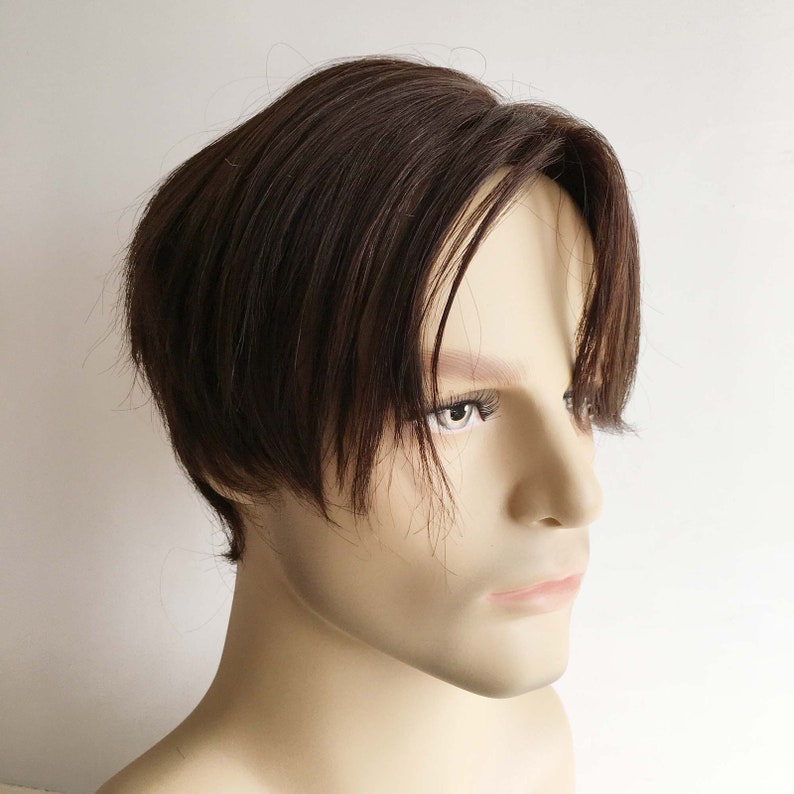 Dark Brown Short Straight Wig | 100% Made From Human Hair | For Men